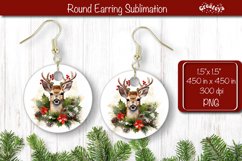 Christmas Round Earring Sublimation Designs Christmas Animal Product Image 1