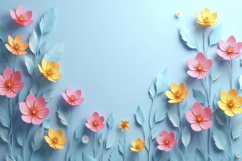 Colorful Paper Style Flowers Background Wallpaper Product Image 1
