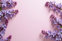 Purple Lilac Blossoms on a Pink Background Wallpaper Product Image 1