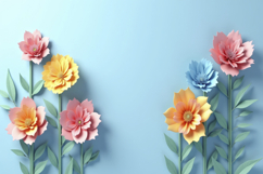 Paper Flowers with Blue Background Wallpaper Product Image 1