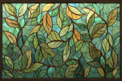 Green Leaf Stained Glass Pattern Background Wallpaper Product Image 1