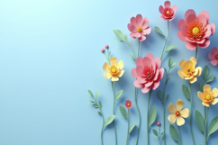 Paper Art Arrangement of Flowers and Leaves Background Product Image 1