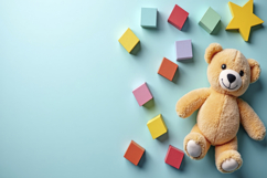Kids' Toys on a Light Blue Background Wallpaper Product Image 1