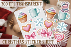 Christmas Watercolor Sticker Sheet Winter Cute Holiday PNG Product Image 1