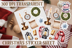Christmas Watercolor Sticker Sheet Winter Cute Holiday PNG Product Image 1