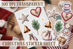 Christmas Watercolor Sticker Sheet Winter Cute Holiday PNG Product Image 1