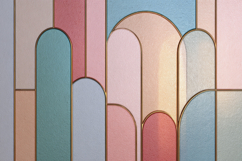 Pastel Tones and Curved Arch Shapes Background Wallpaper Product Image 1