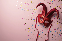 Red Carnival Mask with Pink Background Wallpaper Product Image 1