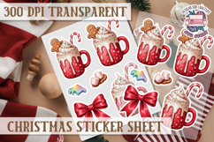 Christmas Watercolor Sticker Sheet Winter Cute Holiday PNG Product Image 1
