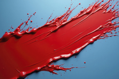 Dynamic Red Paint Stroke Splash Against a Blue Background Product Image 1