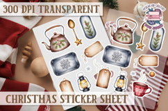 Christmas Watercolor Sticker Sheet Winter Cute Holiday PNG Product Image 1