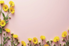 Yellow Flowers with Pink Background Wallpaper Product Image 1