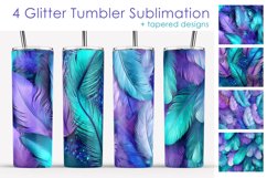 Glitter Tumbler Sublimation. Feathers Tumbler Designs 20oz Product Image 1