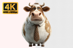 Cow Wearing a Striped Tie Transparent PNG Product Image 1