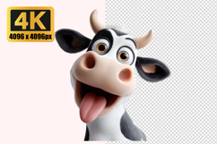Cow with Sticking Out Tongue Transparent PNG Product Image 1