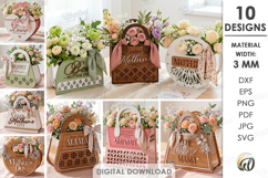 Mother's Day Bags Bundle Laser cut. Gift Bag SVG Product Image 1