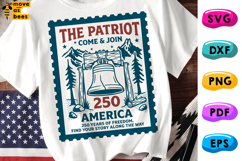 The Patriot Come &amp; Join SVG, PNG, America 250, Postage Stamp Product Image 1