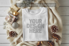 Christmas White T-shirt mockup - Christmas Background Product Image 1