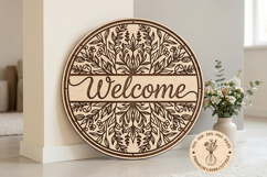 Welcome Sign SVG, Laser Cut Wooden Door Hanger Product Image 1