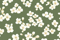 White Flowers on Green Background Wallpaper Product Image 1