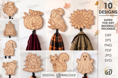 Halloween hooks Bundle Laser Cut. Wall coat hook SVG. Fall Product Image 2