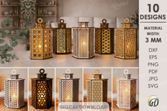 3D Decorative Lanterns Bundle Laser Cut. Candle Holder SVG Product Image 1