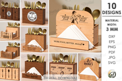 3D Cutlery Organizers Bundle Lasercut. Kitchen Organizer SVG Product Image 1