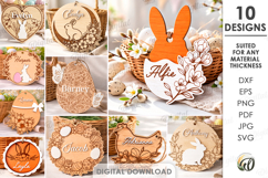 Personalized Easter Ornaments Bundle Laser Cut. Easter SVG Product Image 1