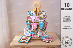 Gender Reveal Tiered Tray Decors Lasercut. Baby SVG Product Image 1