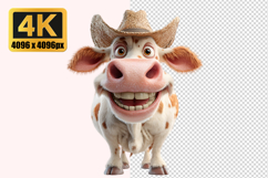 Smiling Cow Wearing a Hat Transparent PNG Product Image 1