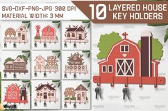 Layered House Key Holders Laser Cut Bundle. Key Holders SVG Product Image 1