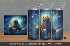Fantasy Sea Lions Tumbler Wrap Sublimation Design 2 Product Image 1