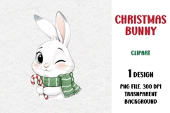 Christmas Bunny, Cute Clipart Product Image 1