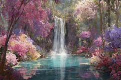 Waterfall Scene Painting Background Product Image 1