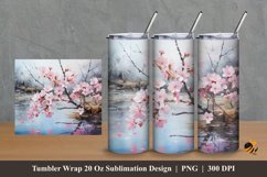 Sakura Flowers Tumbler Wrap Sublimation Design 2 Product Image 1