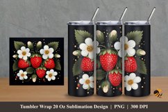 Lovely Strawberry Tumbler Wrap Sublimation Design 2 Product Image 1