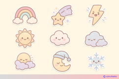 Charmy Weather Stickers | Cute Sun, Cloud, Rainbow Printable Product Image 2