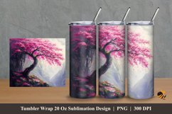 Sakura Tree Tumbler Wrap Sublimation Design 2 Product Image 1