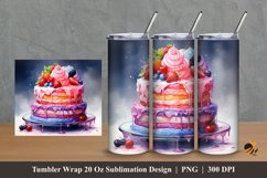 Watercolor Cake Tumbler Wrap Sublimation Design 2 Product Image 1