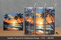 Beach Panorama Tumbler Wrap Sublimation Design 2 Product Image 1