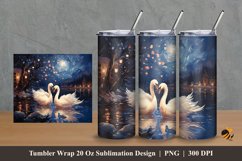 Romantic Swans Tumbler Wrap Sublimation Design 2 Product Image 1
