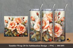 Rose Cream Orange Tumbler Wrap Sublimation Design 2 Product Image 1