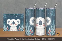 White Koala Tumbler Wrap Sublimation Design 2 Product Image 1