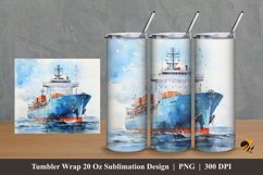 Cargo Ship Tumbler Wrap Sublimation Design 2 Product Image 1