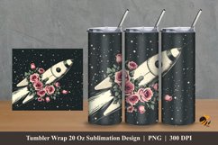 Handdrawn Rocket Tumbler Wrap Sublimation Design 2 Product Image 1