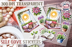Self Love sticker sheet Scrapbook PNG Nature Watercolor Yoga Product Image 1