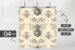 Vintage Bees Digital Papers - 04 Variations Product Image 2