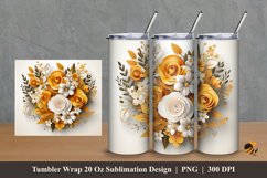 Mustard Floral Bouquet Tumbler Wrap Sublimation Design 2 Product Image 1