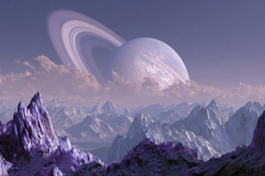 Planet and Mountains Background Wallpaper Product Image 1