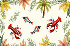 Seafood With Plant background Product Image 1